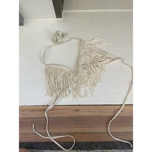 L*Space cream / off white fringe bikini top festival wear two ways